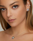 Diamond and Sapphire Disc Studs with Blackened Edge