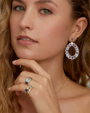 Mosaic Pear Shape Emerald Cut Iolite Earrings