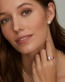 Diamond Edged Morganite Stud