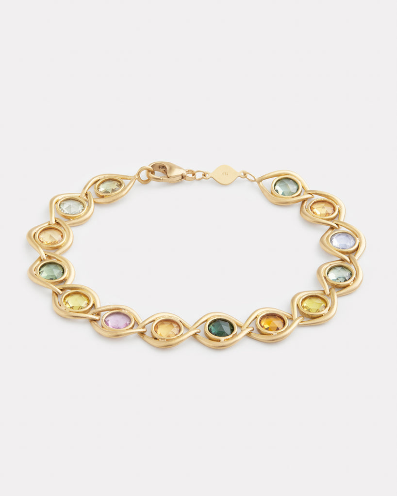 Aladdin Link Bracelet with Rose Cut Multi-Color Sapphires