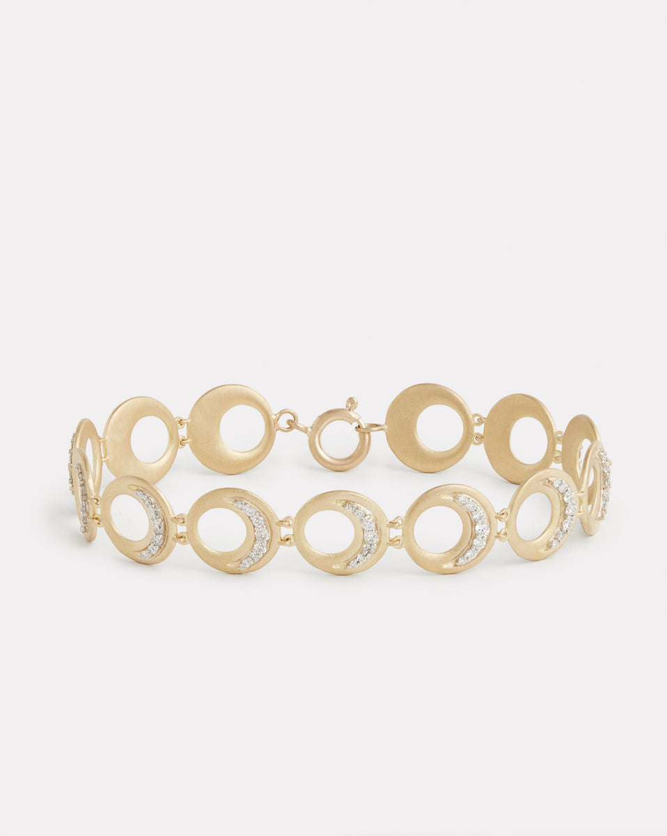 Crescent Bracelet with Diamonds