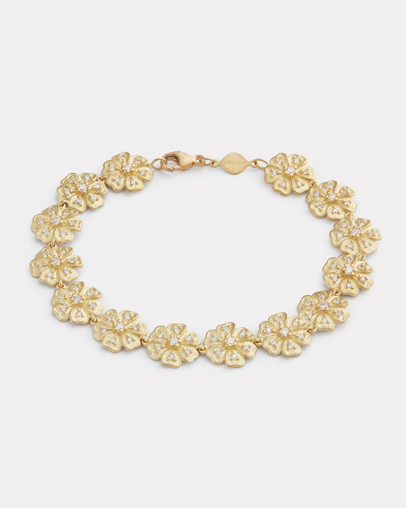 Linked Diamond Floral Bracelet