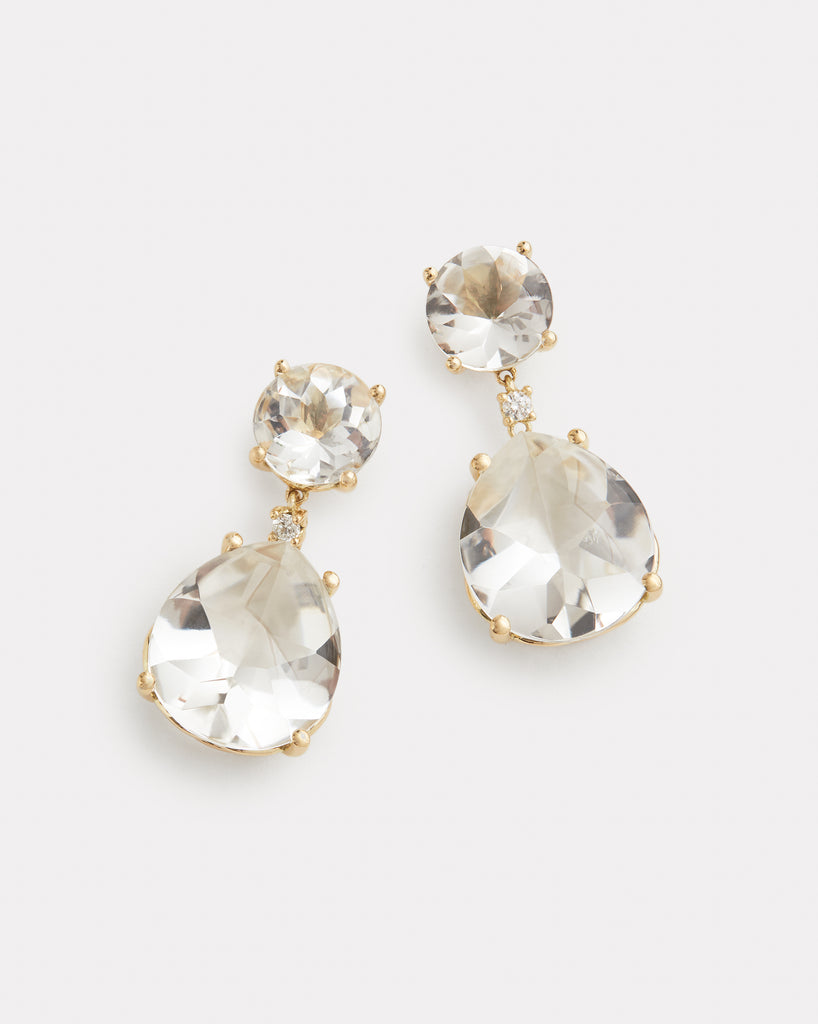 White Topaz and Diamond Drop Earring