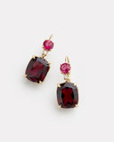 Rubellite, Rhodolite, and Diamond Drop Earrings