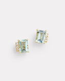 Asymmetrical Emerald Cut Aquamarine Studs