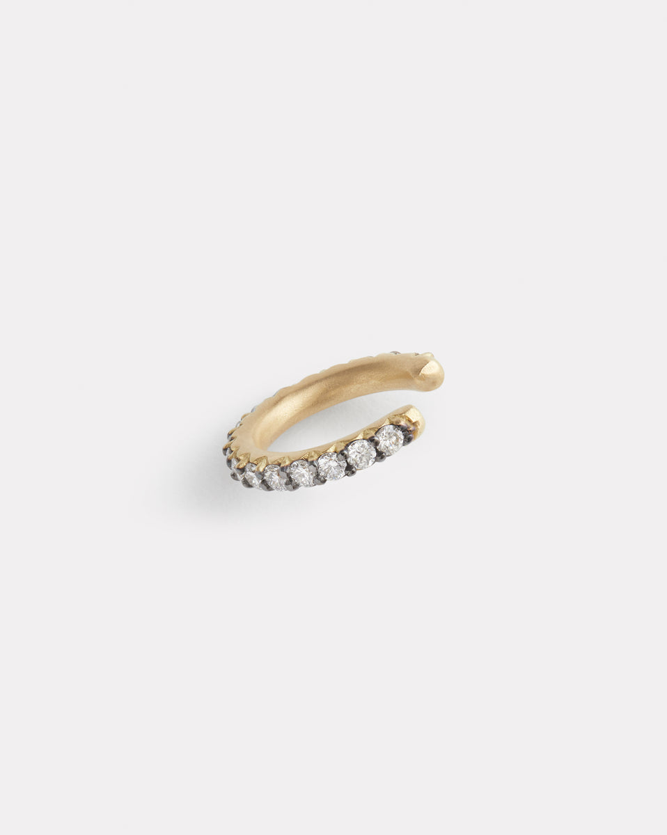 Thin Blackened Diamond Ear Cuff
