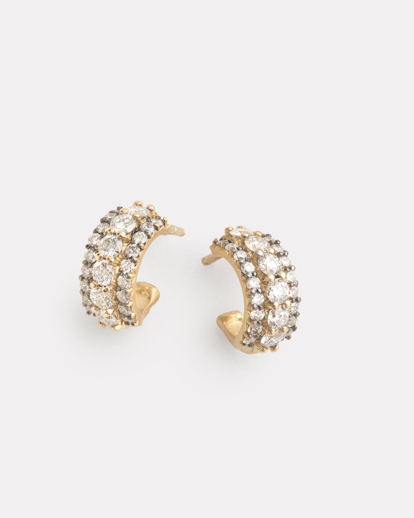 Three Row Diamond Hoops with Blackened Edge