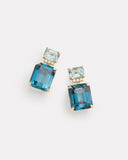 Aquamarine, London Blue Topaz, and Diamond Drop Earring