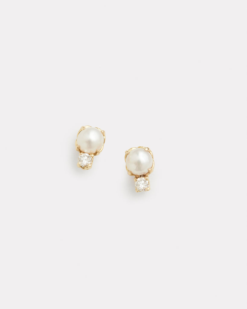 Signature Set Petite Pearl and Diamond Studs