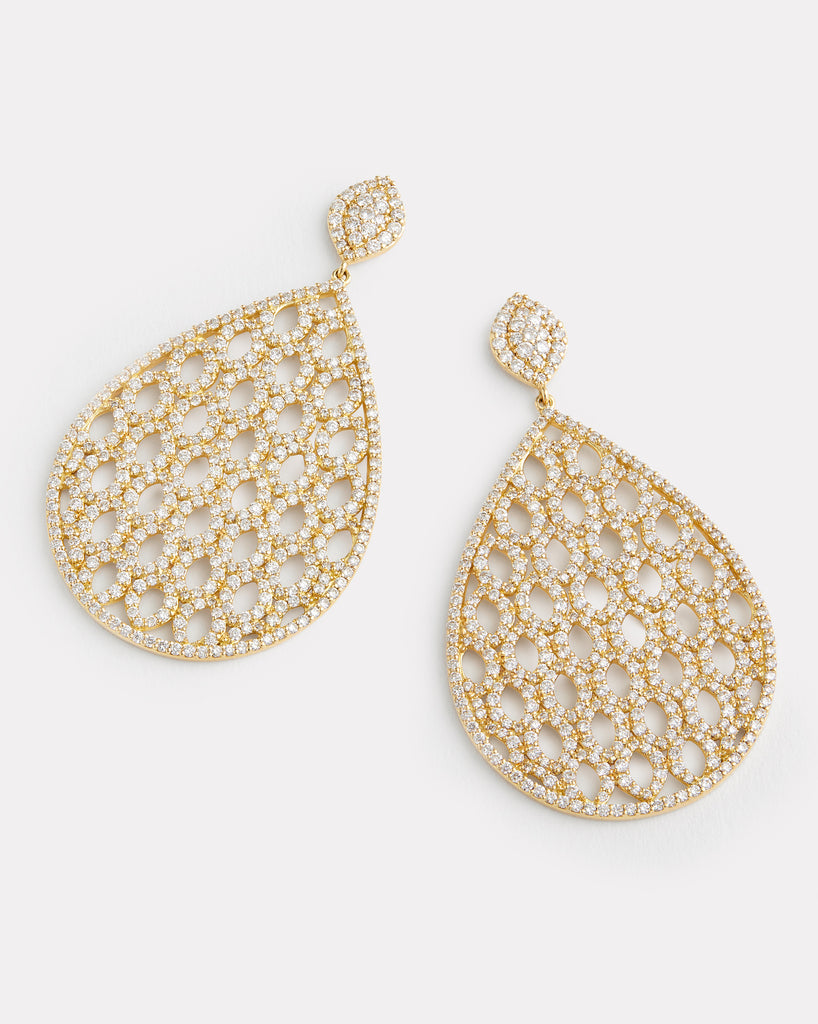 Woven Pear Shape Aladdin Earring with Diamonds