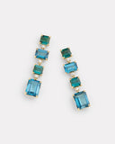 Green Tourmaline, London Blue Topaz and Diamond Drop Earring