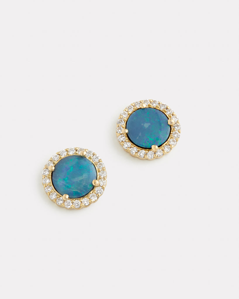 Diamond Edge Opal Stud