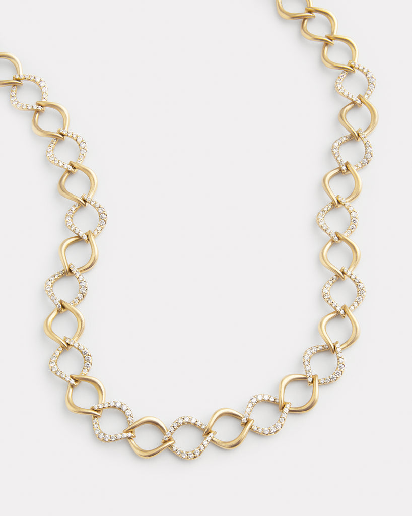 Aladdin Alternating Diamond and Gold Link Necklace