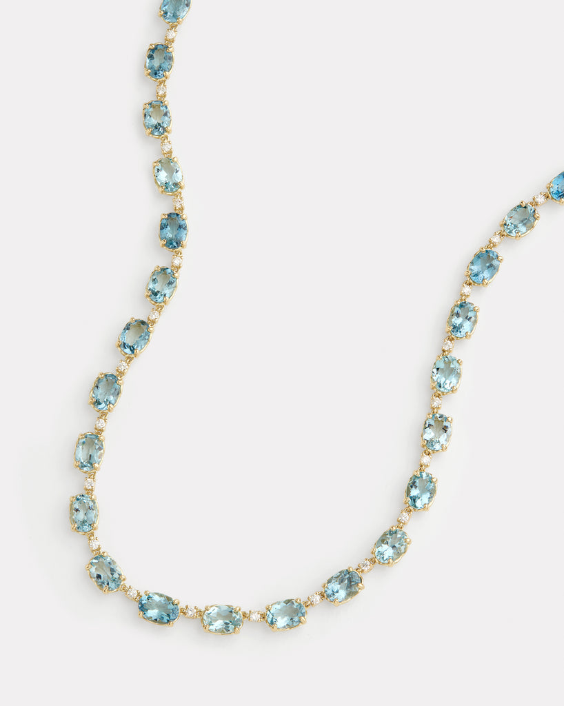 Aquamarine Oval Necklace with Diamonds