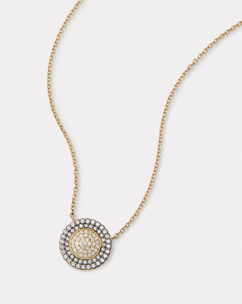 Diamond Disc Necklace with Blackened Edge