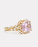 Emerald Cut Kunzite Ring with Diamonds