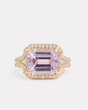 Emerald Cut Kunzite Ring with Diamonds