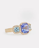 Tanzanite, Aquamarine, and Diamond Ring