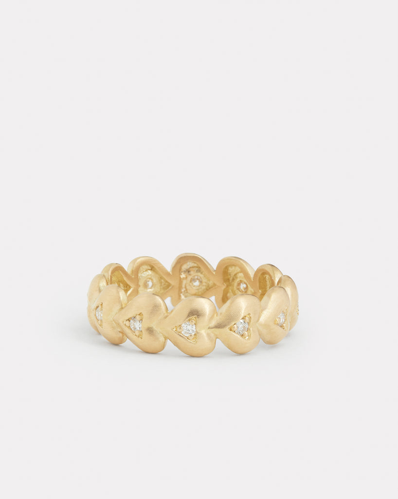 Linked Heart Ring with Diamonds
