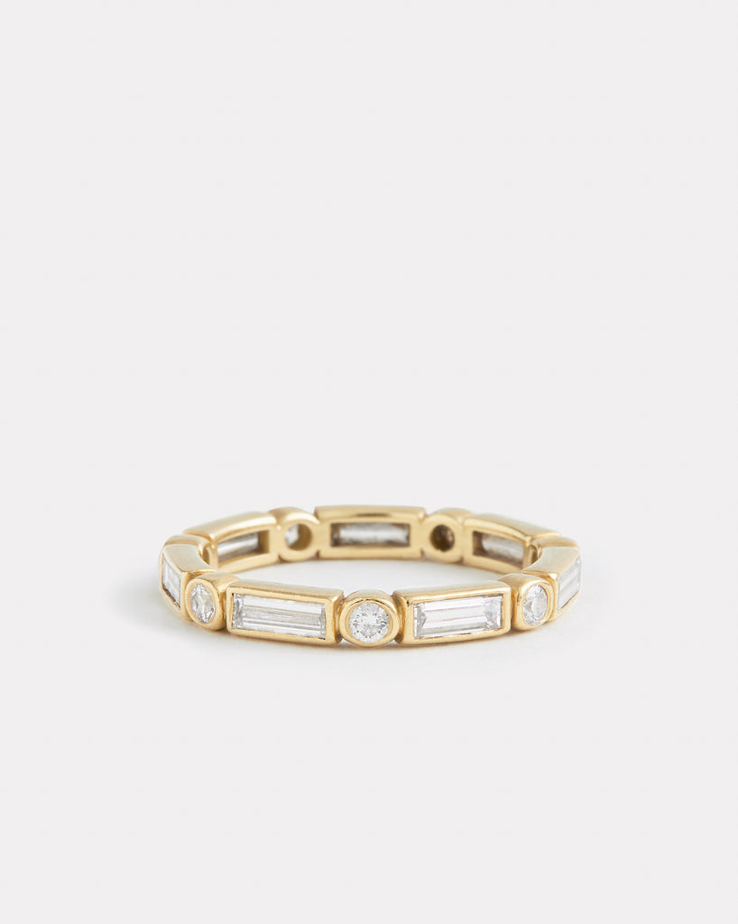 Round and Baguette Diamond Band