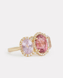 Kunzite and Pink Tourmaline Oval Ring with Diamonds