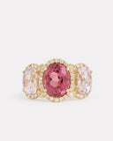 Kunzite and Pink Tourmaline Oval Ring with Diamonds