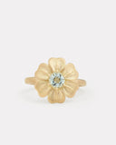 Flower Ring with Aquamarine