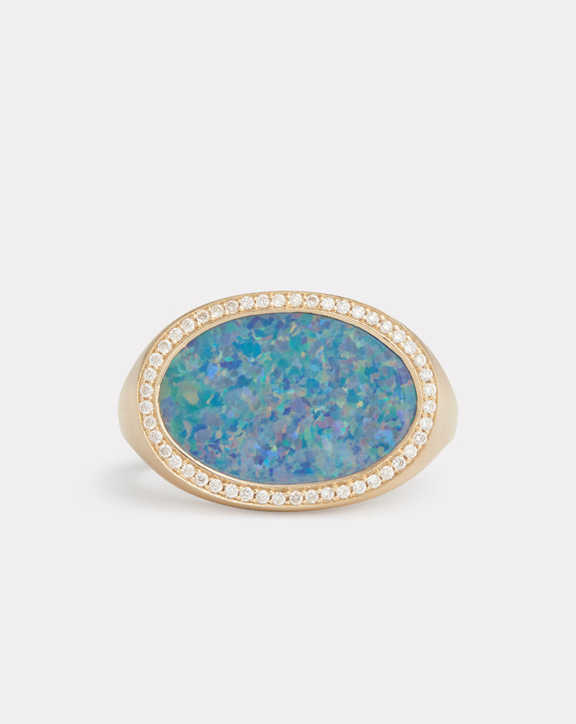 Diamond Edged Opal Ring