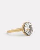White Topaz Oval Ring with Blackened Edge