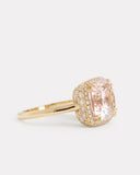 Morganite Cushion Cut Ring with Diamonds
