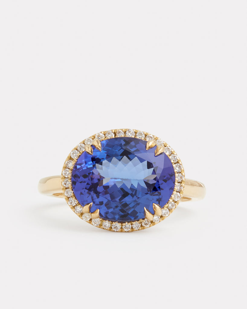 Tanzanite Oval Ring with Diamonds