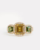 Sphene, Green Tourmaline, and Diamond Ring