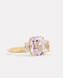 Kunzite Emerald Cut and Morganite Round Ring with Diamonds