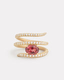 Script Ring with Pink Tourmaline and Diamonds