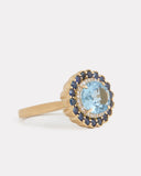 Sapphire and Diamond Edged Aquamarine Ring