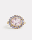 Tanzanite and Diamond Edged Kunzite Ring