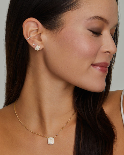 Emerald Shape Diamond Studs