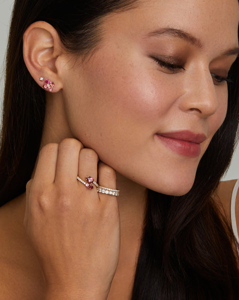 Pink Tourmaline Cluster Studs