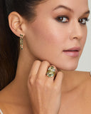 Asymmetrical Earring with Green Tourmaline and Diamonds