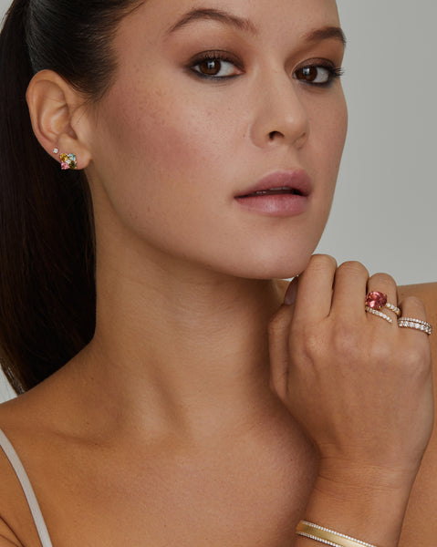 Multicolor Tourmaline Cluster Studs