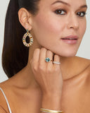 Diamond Detailed Pear Shape Earring with Multicolor Tourmaline