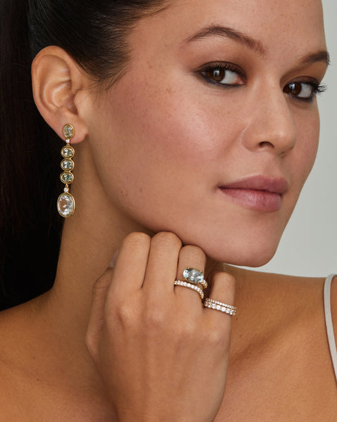 Ombré Earrings with Tourmaline, Green Amethyst and Diamonds