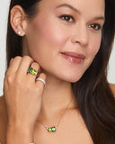 Peridot Oval and Green Tourmaline Cushion Cut Pendant Necklace with Diamonds