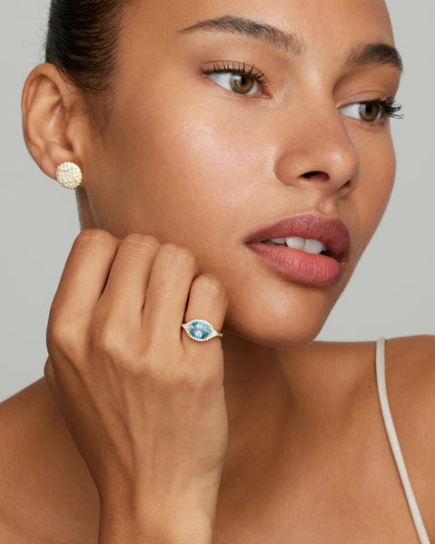 Aladdin Ring with Aquamarine and Diamonds