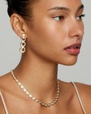 Yellow and White Gold Graduated Oval Earrings with Diamonds