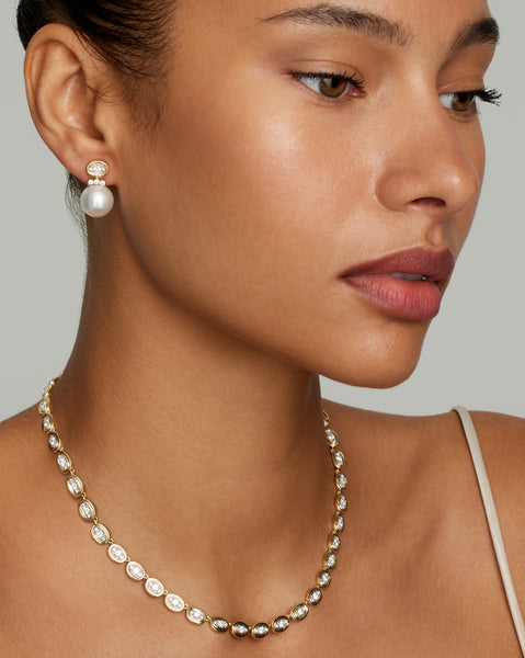 Oval and Round Earrings with South Sea Pearls and Diamonds
