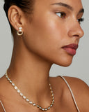 Yellow and White Gold Oval and Round Earring with Diamonds