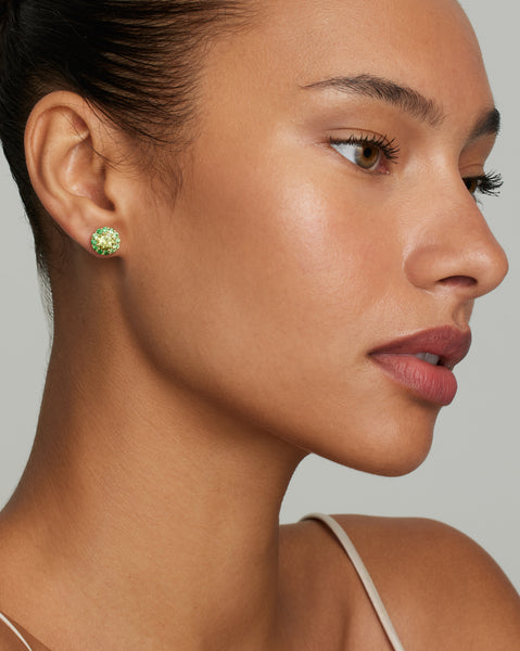 Small Blossom Studs with Peridot and Tsavorite