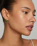 Round and Emerald Cut Peridot Drop Earrings with Diamonds