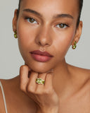Peridot Oval Ring with Diamonds